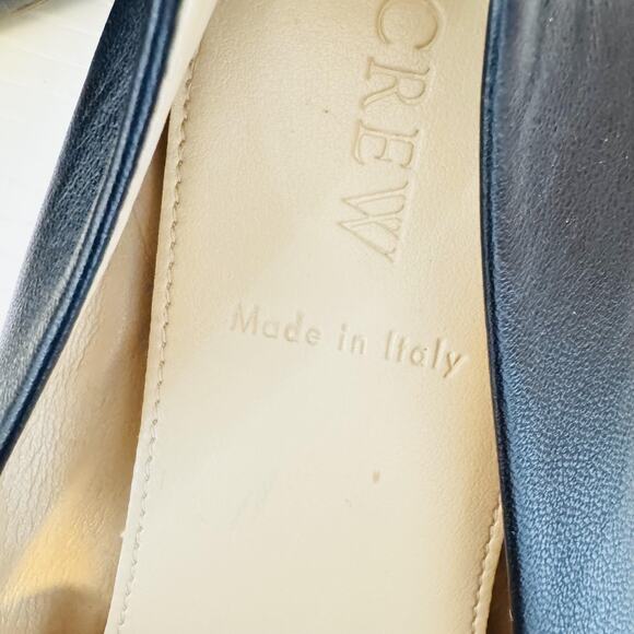 J Crew Shoes Womens 6.5 Black Leather Ballet Flats Italy Cece Comfort Slip On - Picture 12 of 14